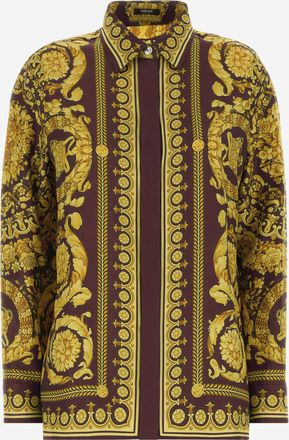 Versace Womens Silk Shirt Burgundy