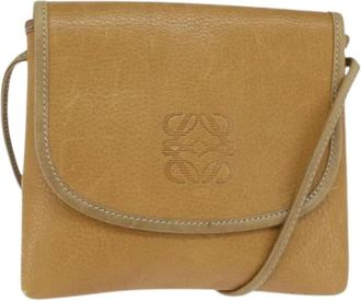 Loewe Pre-owned Cross Body Bags, female, Beige, Size: ONE SIZE Pre-owned Leather Crossbody Bag