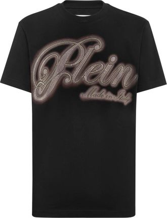 Philipp Plein T-Shirt Basic Strass Signature - Heren - T-shirts - Zwart - S - Katoen - Tops