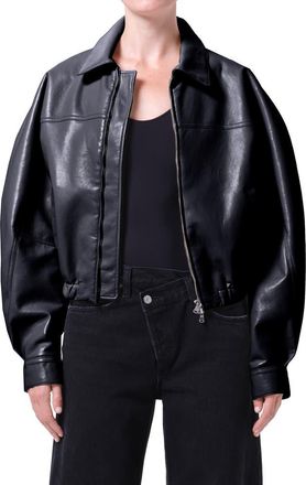 A Gold E Dixon Recycled Leather Bomber Jacket in Detox Black at Nordstrom, Size X-Small
