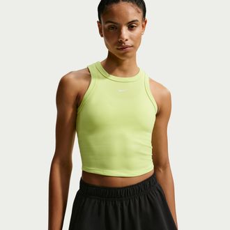 Nike Womens One Fitted Dri-FIT Cropped Tank Top in Yellow | FN2806-736