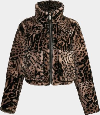 Gorski Select Animal-Print Shearling Zip Jacket