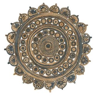 Jonathan Y Designs Flora Medallion Contemporary Bohemian Round Jute Round Area Rug in Blue/natural at Nordstrom, Size 5Ft 0In X 5Ft 0In