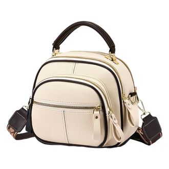 Generic Womens PU Leather Bag With Adjustable Wide Strap, Multi-Compartment Small Square Shoulder Tote For Travel, Shopping, Work And Daily Use