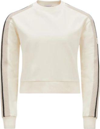 Moncler Gestreepte Gehaakte Sweatshirt Set - Dames - Sweatshirts - Beige - L - Katoen - Hoodies & sweatvesten