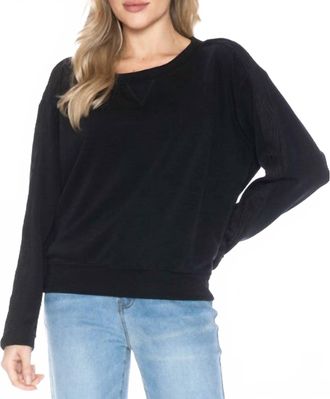 Ariella Long Sleeve Crewneck Knit Top In Black