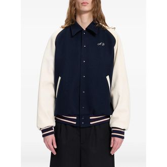 Ann Demeulemeester Embroidered-logo Panelled Bomber Jacket