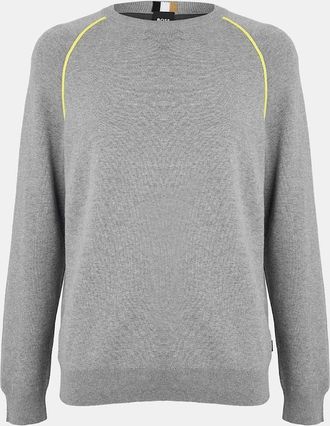 HUGO BOSS Mens Crew Neck Raglan Sleeve Long Sweater - Yellow - Size: 40