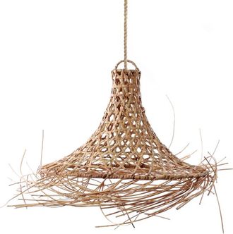 Bazar Bizar L&aacute;mpara colgante de rat&aacute;n en marr&oacute;n 40x40x30 cm