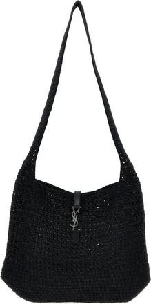 Saint Laurent Black Le 5 7 Raffia Crossbody Bag