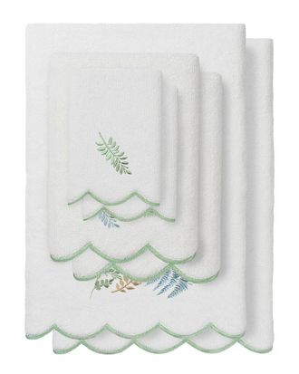 Linum Home Textiles 100% Turkish Cotton Fern Toss Scallop 6Pc Embellished Towel Set