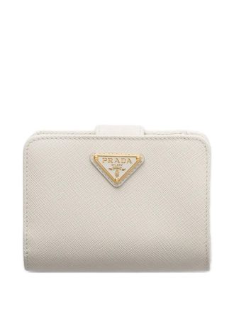 Prada small saffiano-leather snap wallet - Neutrals