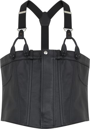 Moschino Tops, Heren, Zwart, XL, Leer, Top met korsetstijl