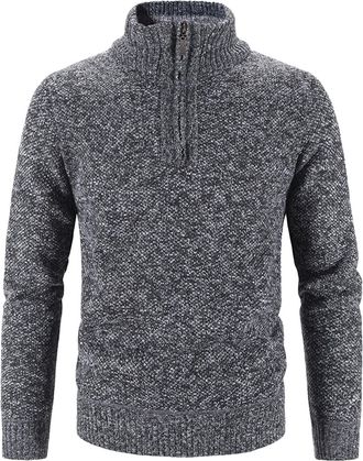 Generic Cocila Deals Of The Day Uk Working Coats for Men Sweater Tops Slim Collar Solid Color Thickening Half Zipper Knit Bottoming Shirt Pullover Sweater Men