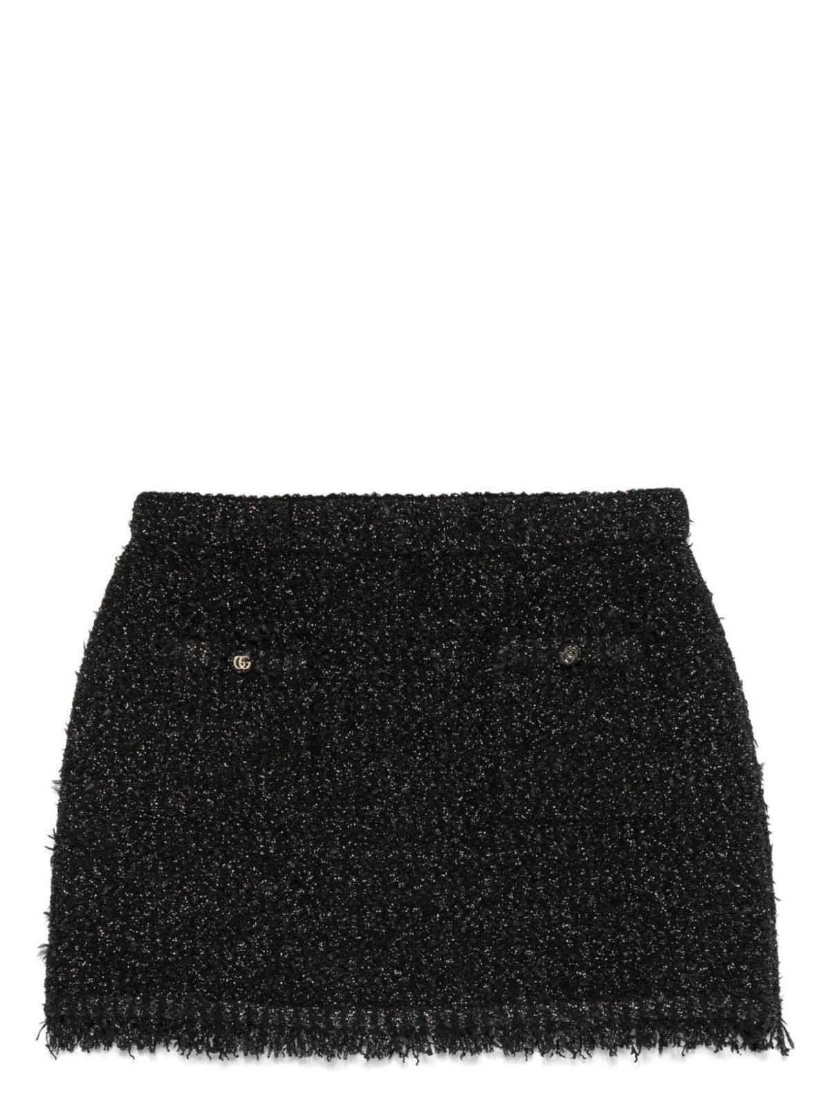 Gucci Womens Lamé Mini Skirt in Black | Size Medium
