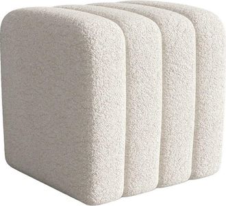 VENTE-UNIQUE.COM Puf poli&eacute;ster blanco