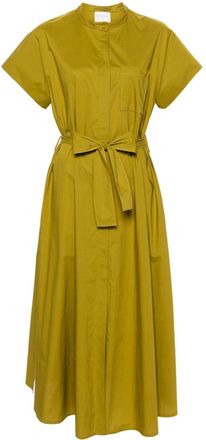 Forte_Forte band-collar shirt maxi dress - women - Cotton - I - Green