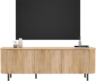 Calicosy Mueble para tv de 3 puertas bordes redondeados efecto roble l180,2 cm
