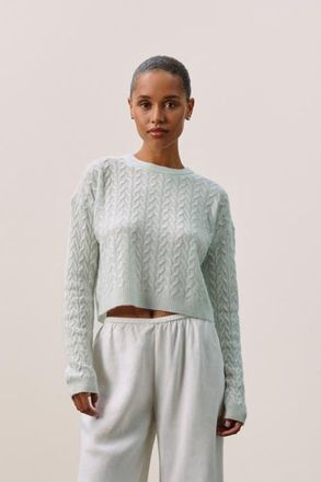 Naked Cashmere Featherweight Cable Crew in Jadite at Nordstrom, Size X-Small
