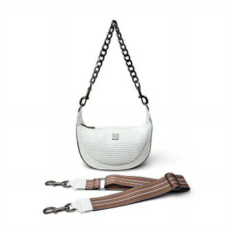 Think Royln Womens Tiny Dancer Crossbody Bag In White Raffia