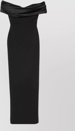 Solace London satin-finish draped off-shoulder sleeveless maxi dress