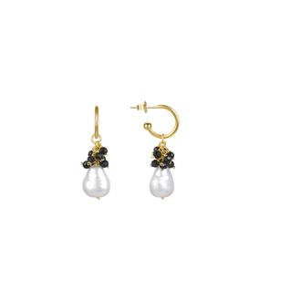 Luxenter Sterling Zilver 925 oorbellen met Zwart Kristal afgewerkt in 18K geel goud - Sahme