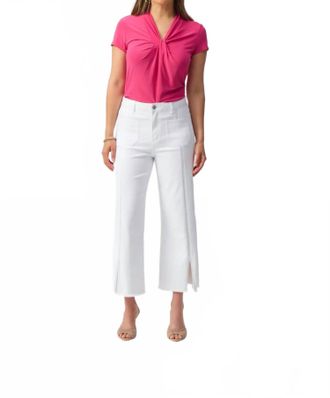 Joseph Ribkoff Draped V-Neckline Short Sleeve Top In Geranium