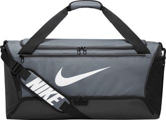 Nike Brasilia Swoosh Training 60L Duffeltas (IJzergrijs/Zwart/Wit)