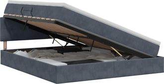 vidaXL Cama Con Almacenamiento Gris Oscuro 140 X 190 Cm Terciopelo Vidaxl