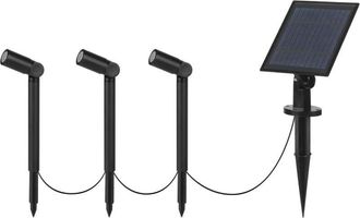 Forlight Forlight Lis - Foco Proyector De Jard&iacute;n Solar Con 3 Proyectores Y 1 Placa Solar. Acero Inoxidable Y Policarbonato Negro
