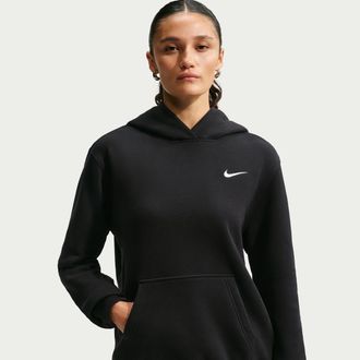 Nike Womens Studio Fleece Medium Weight Pullover Hoodie in Black | IR8301-001
