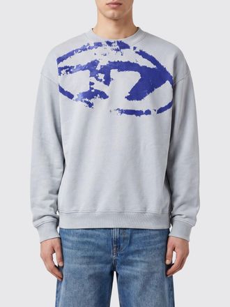 Diesel Felpa girocollo in cotone con logo Oval D effetto polvere