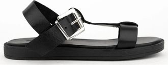 Sergio Moretti Platte Sandalen - Dames - Sandalen - Zwart - 40 EU - Leer - Schoenen