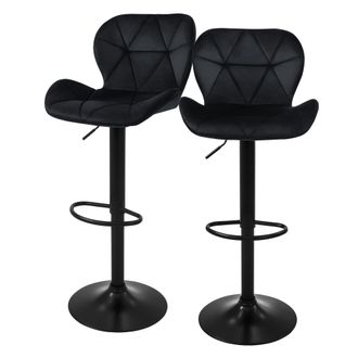 ML Design Ml-design - Juego De 2x Taburetes De Bar Tapizados En Piel Sint&eacute;tica Pu Negro Sillas Con Respaldo Ergon&oacute;mico Y Reposapi&eacute;s Asiento C&oacute;modo De Mostrador 
