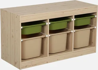 Sweeek Mueble De Almacenamiento Para Ni&ntilde;os Con Decoraci&oacute;n De Madera Y 6 Cajones De Almacenamiento Coloridos