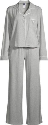 Ralph Lauren Long-Sleeve Jersey Pyjama Set - Dames - Pyjama - Grijs - XS - Katoen - Nachtkleding
