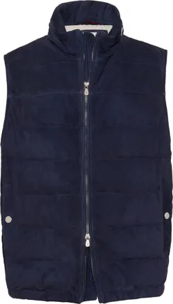 Brunello Cucinelli high-neck padded gilet - men - Calf Leather - S - Blue