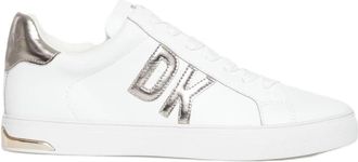 DKNY Dames sneakers met champagnekleurige details - Dames - Sneakers - Wit - 40 EU - Leer - Schoenen