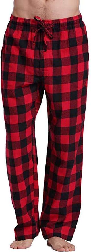 Mens Plaid Pyjama Bottoms Lounge Pants Mens Mens Pyjama Bottoms Mens Soft Checked Lounge Pants with Pockets Breathable Flannel Pyjamas Trousers Cotton