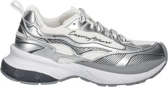 Emporio Armani Mesh Sneakers met Gelamineerde Details - Dames - Sneakers - Grijs - 41 EU - Leer - Schoenen