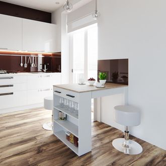 Vicco Tavolo Bar Alto Repose, Sonoma/bianco, 67 X 100 Cm Vicco