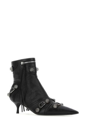 Balenciaga Womens Black Leather Cagole Ankle Boots 1081 Stivali