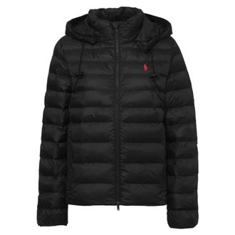 Ralph Lauren Jassen, Dames, Zwart, M, Leer, Water-Resistant Packable Hooded Jacket