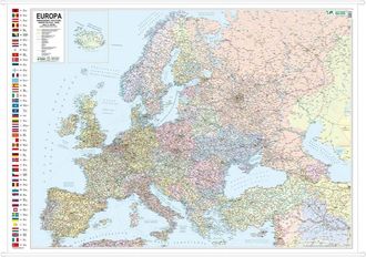 OEM Europa 1:4 300.000. Mapa Mural Pol&iacute;tico Y De Carreteras