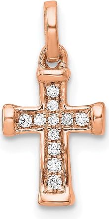 Diamond2Deal 10K Gold Small 1/20ct. Diamond Latin Cross Pendant