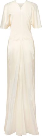 Victoria Beckham Womens Dress Isabella Long Ivory Acetate
