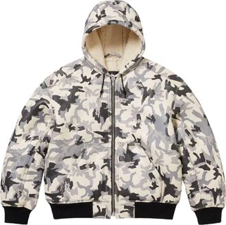 SUPREME FW25 x Schott Shearling Hooded Work Jacket Snow Camo SUP-FW25-051-CAM