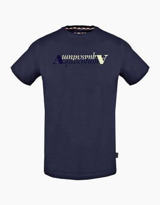 Aquascutum Mens Aquascutum Reflection Logo Navy Blue T-Shirt - Size: 36
