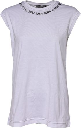 Dolce & Gabbana Womens White Cotton Sleeveless Printed Tank T-Shirt