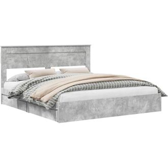 vidaXL Storage Bed Concrete Grey 200 x 200 cm Engineered Wood vidaXL